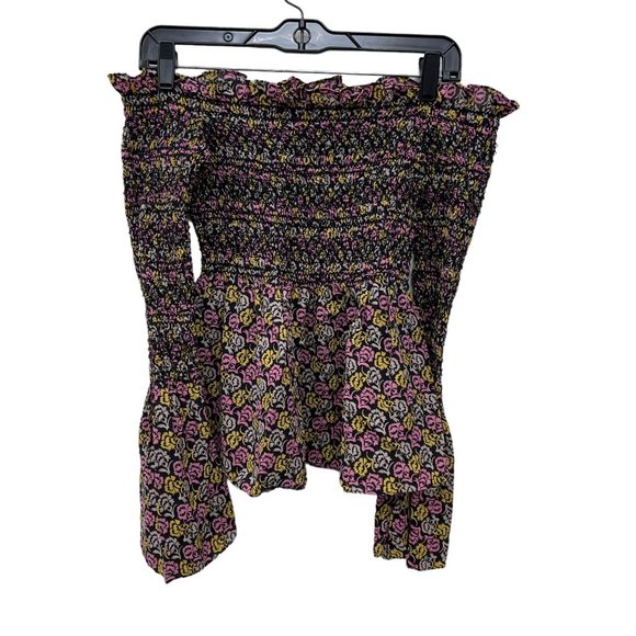 A.L.C Tops - A.L.C floral yellow pink smocked off the shoulder womens top ruffle  Size: 2